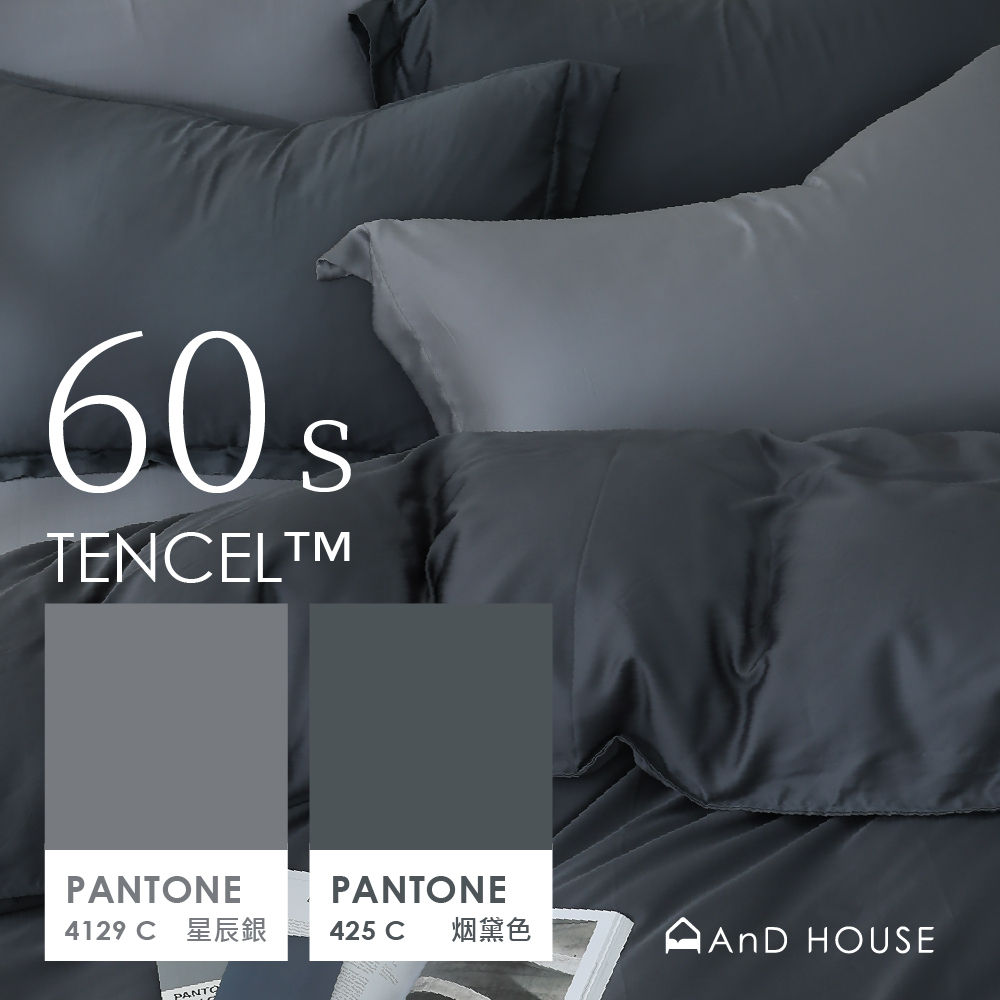 60支天絲｜100%萊賽爾｜雙色配｜星辰銀ｘ烟黛色 霸氣總裁