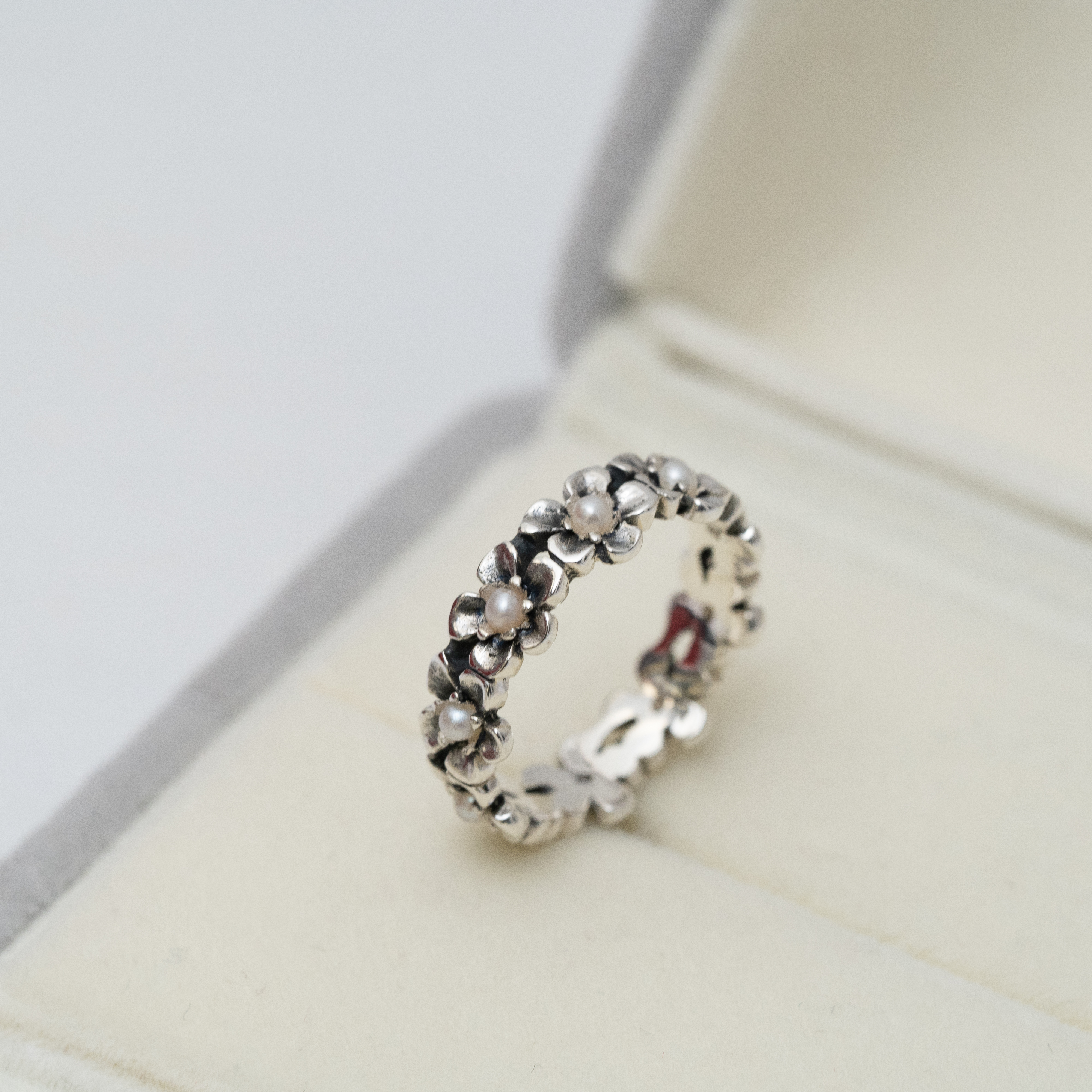 天然珍珠花連花圈戒指 svr55