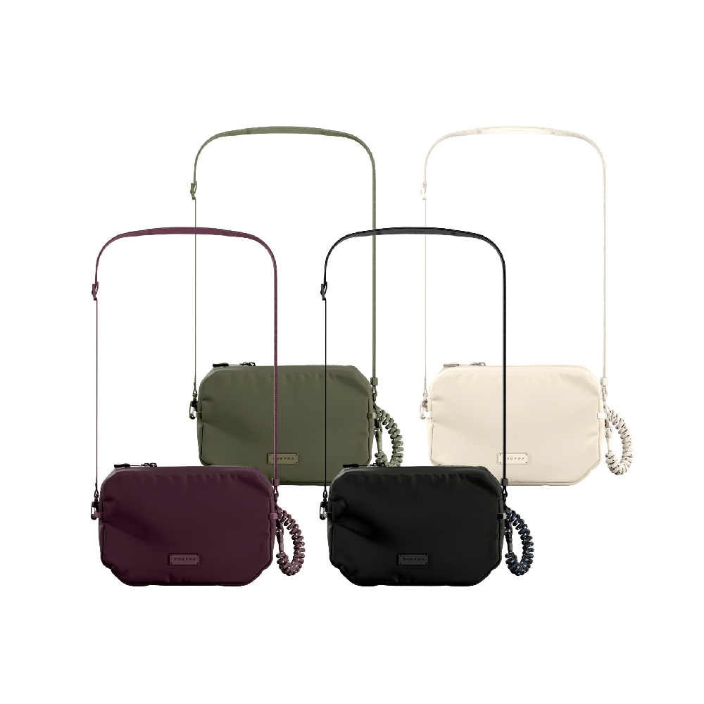 XOUXOU | 斜背包＋扁帶/細背帶掛繩 黑色/軍綠色/勃根地紫色/白色【XOUXOU 品牌旗艦館】