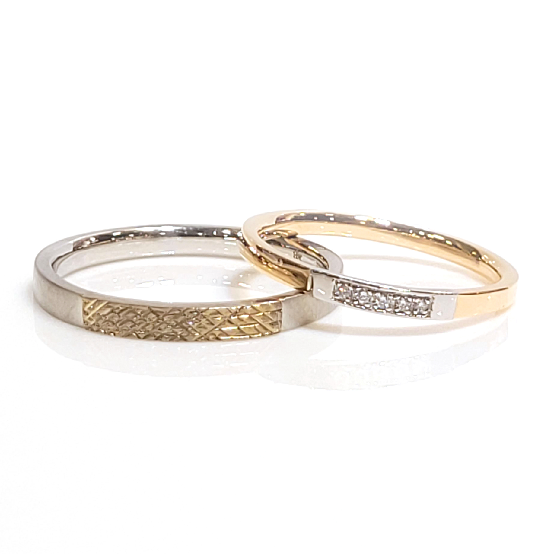 日本PT950鉑金/18K玫瑰金/18K白金天然鑽石結婚戒指 - 心映え (朝思暮想)