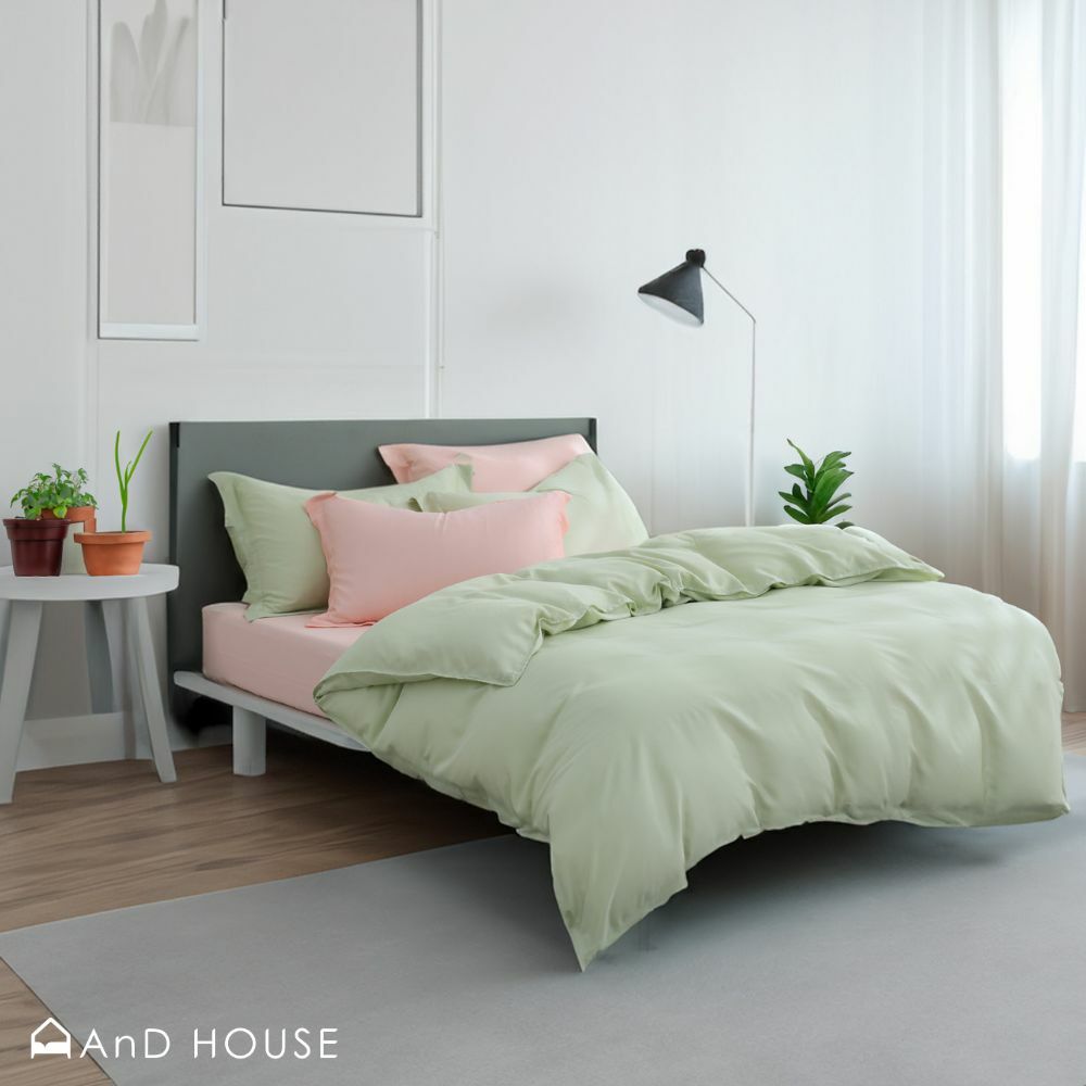 60支天絲｜100%萊賽爾｜雙色配｜若草綠ｘ嬰兒粉 蘋果樂園