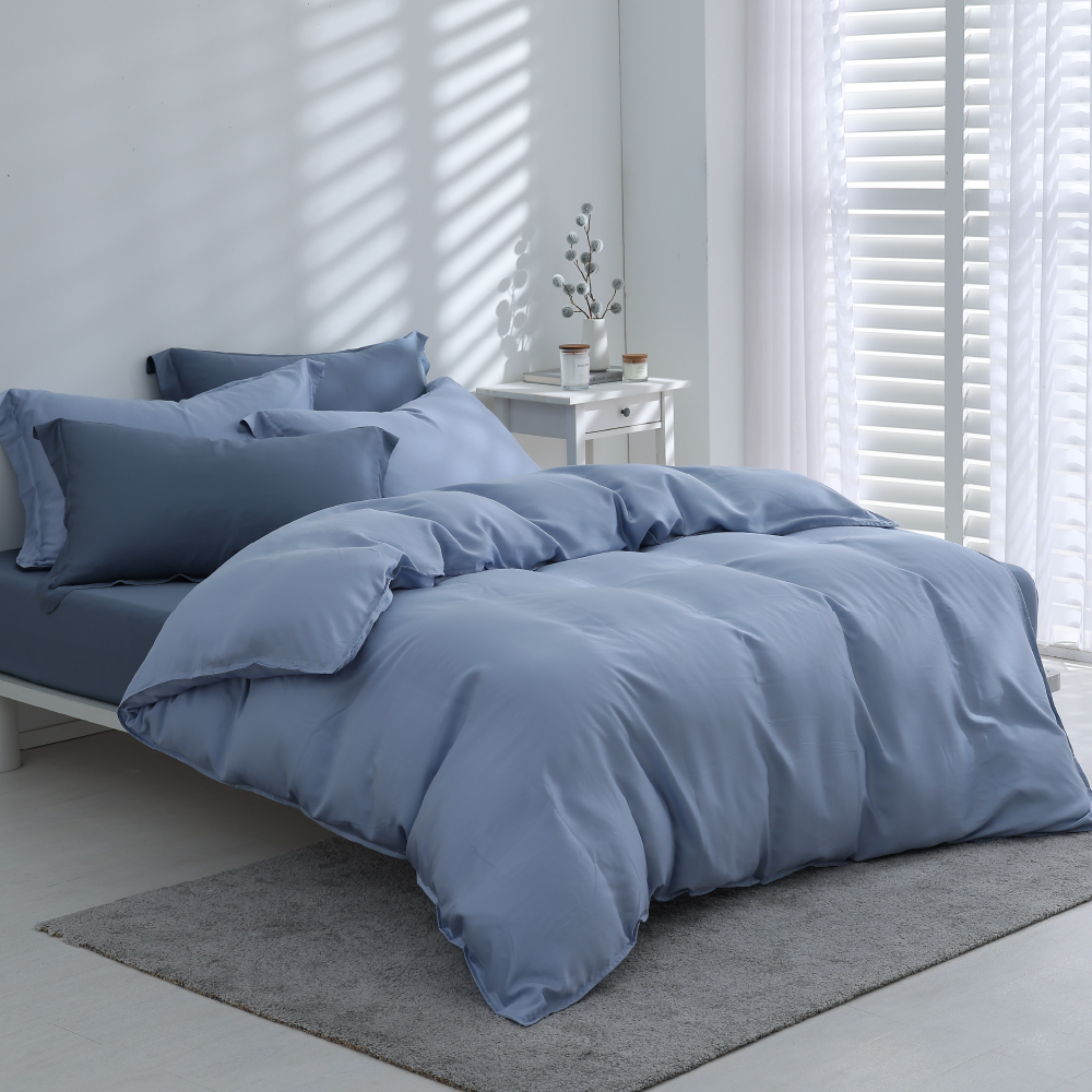 60支天絲｜100%萊賽爾｜雙色配｜牛仔藍ｘ溫柔藍 藍色珊瑚海