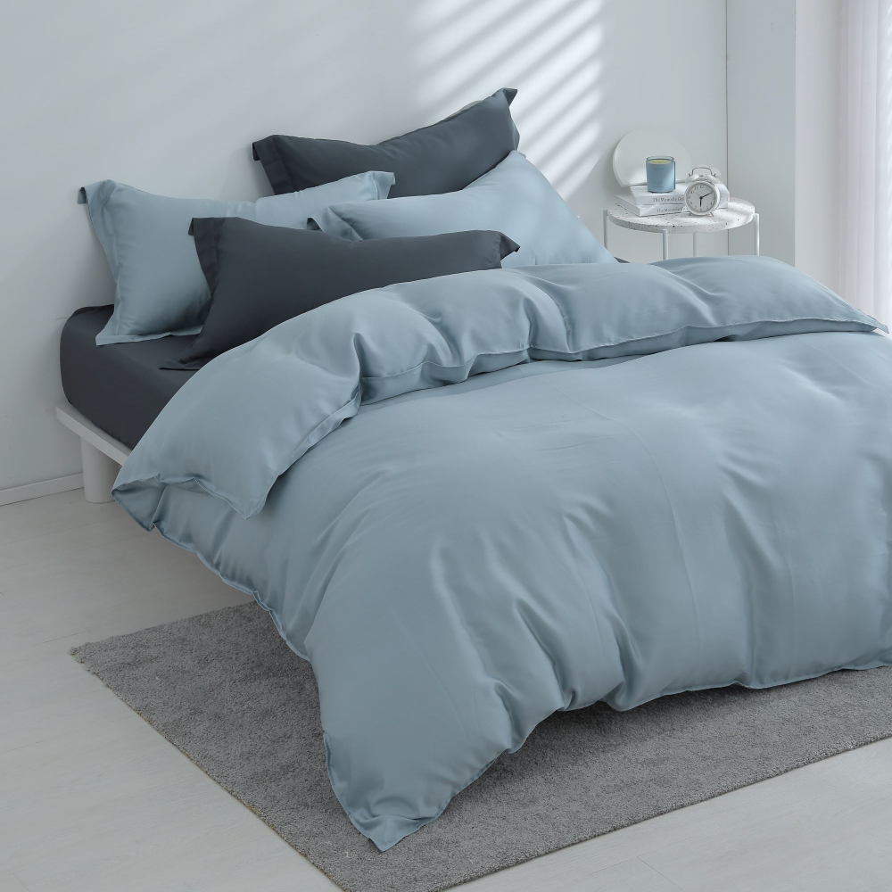 60支天絲｜100%萊賽爾｜雙色配｜烟黛色ｘ藍霧灰 灰色果實