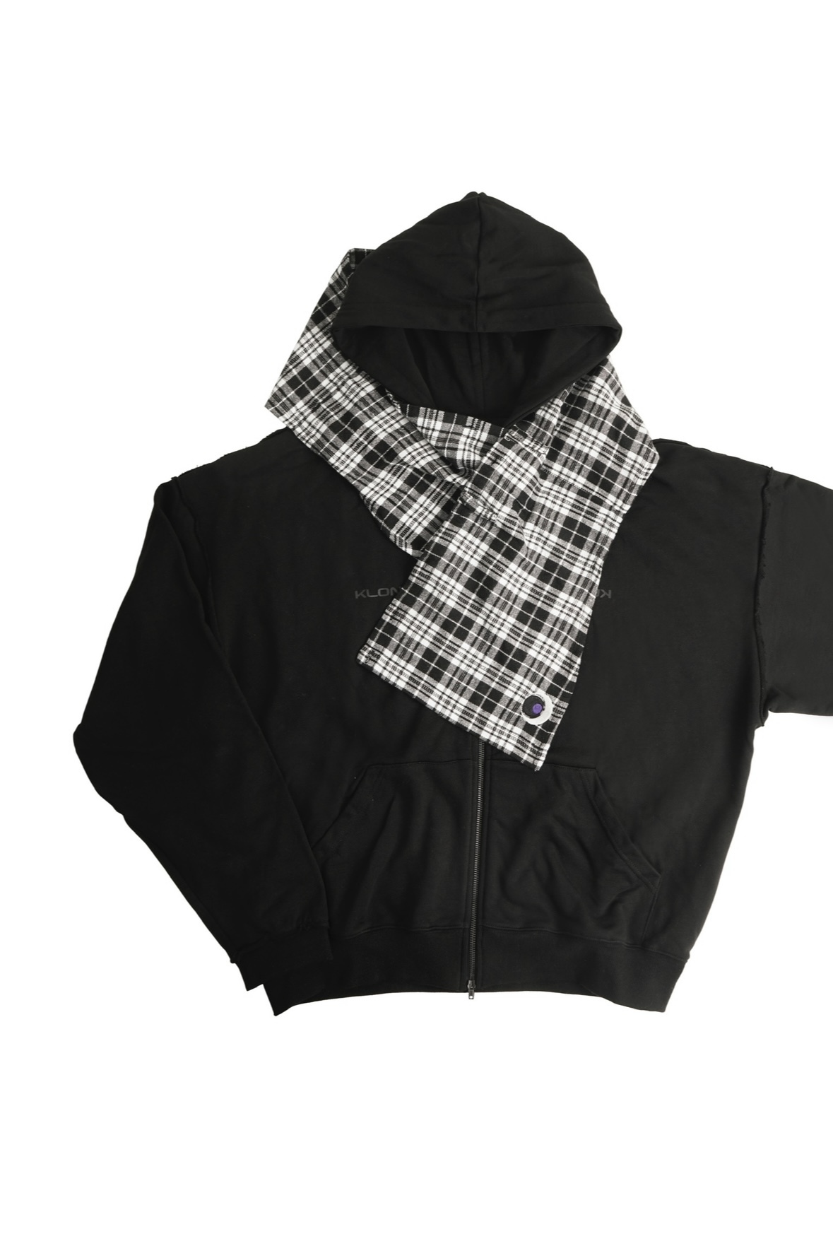KLONE AW23 COLLECTION “ Daily Sense “  - Flannel Check Zip Hood - Black