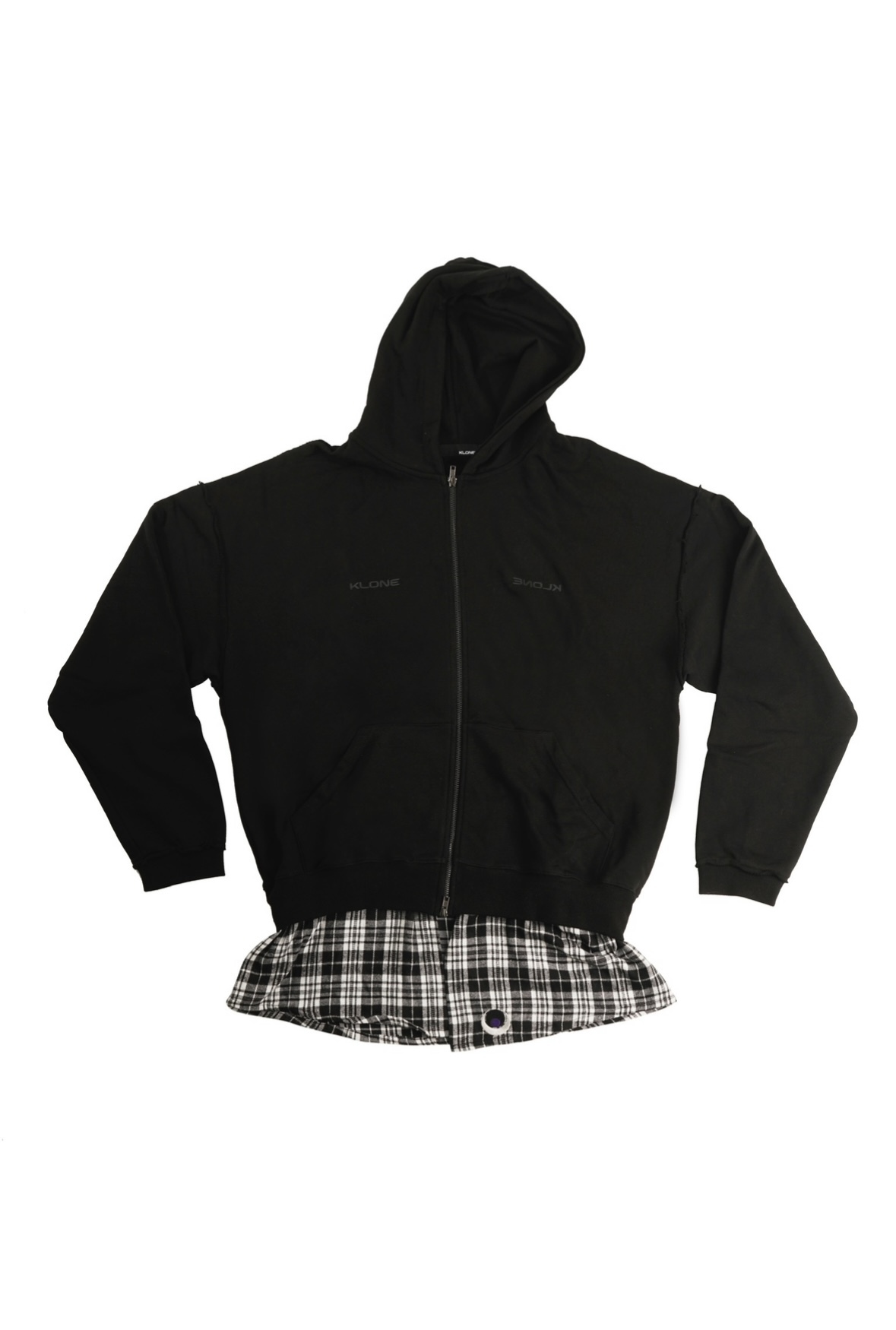 KLONE AW23 COLLECTION “ Daily Sense “  - Flannel Check Zip Hood - Black