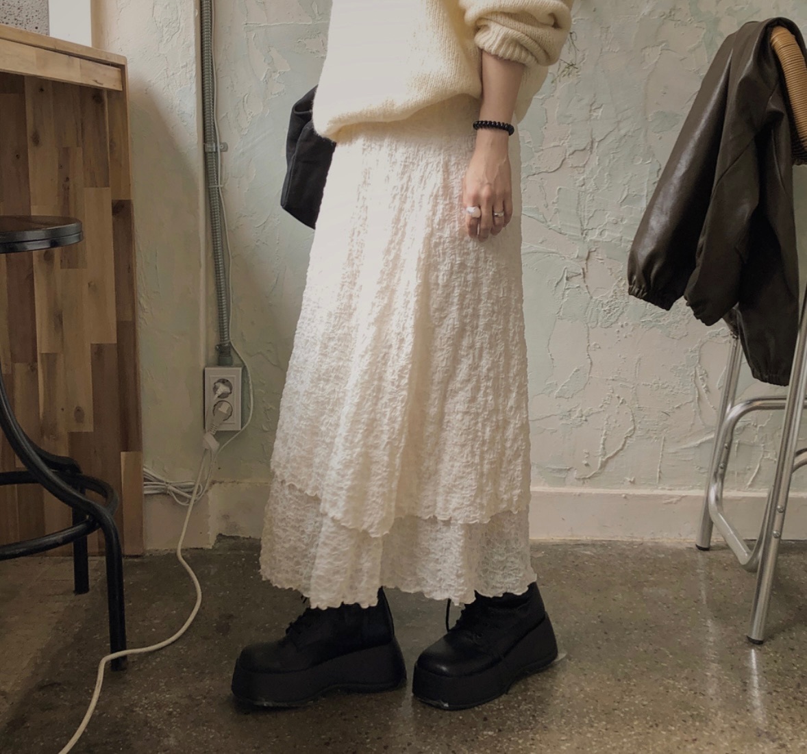 【優惠預訂】韓國LAYER皺皺長裙（2色）