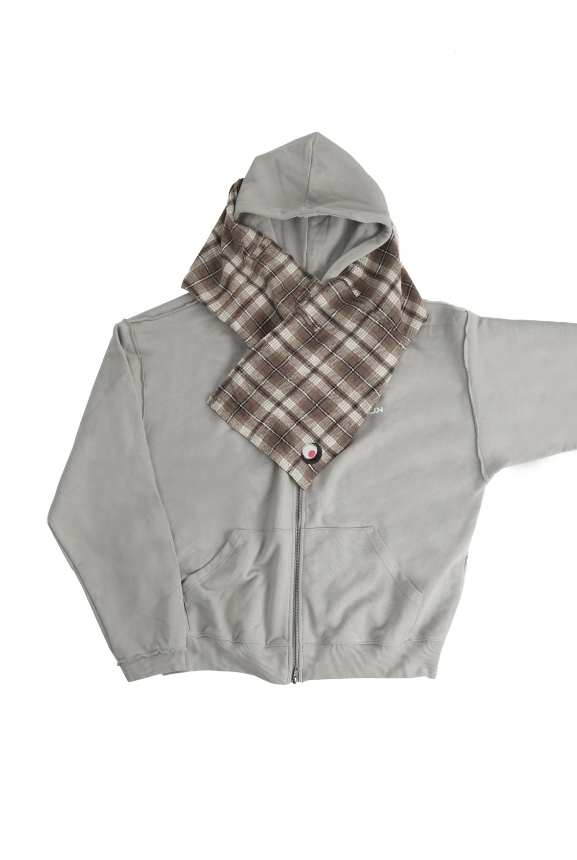 KLONE AW23 COLLECTION “ Daily Sense “  - Flannel Check Zip Hood - Light Grey