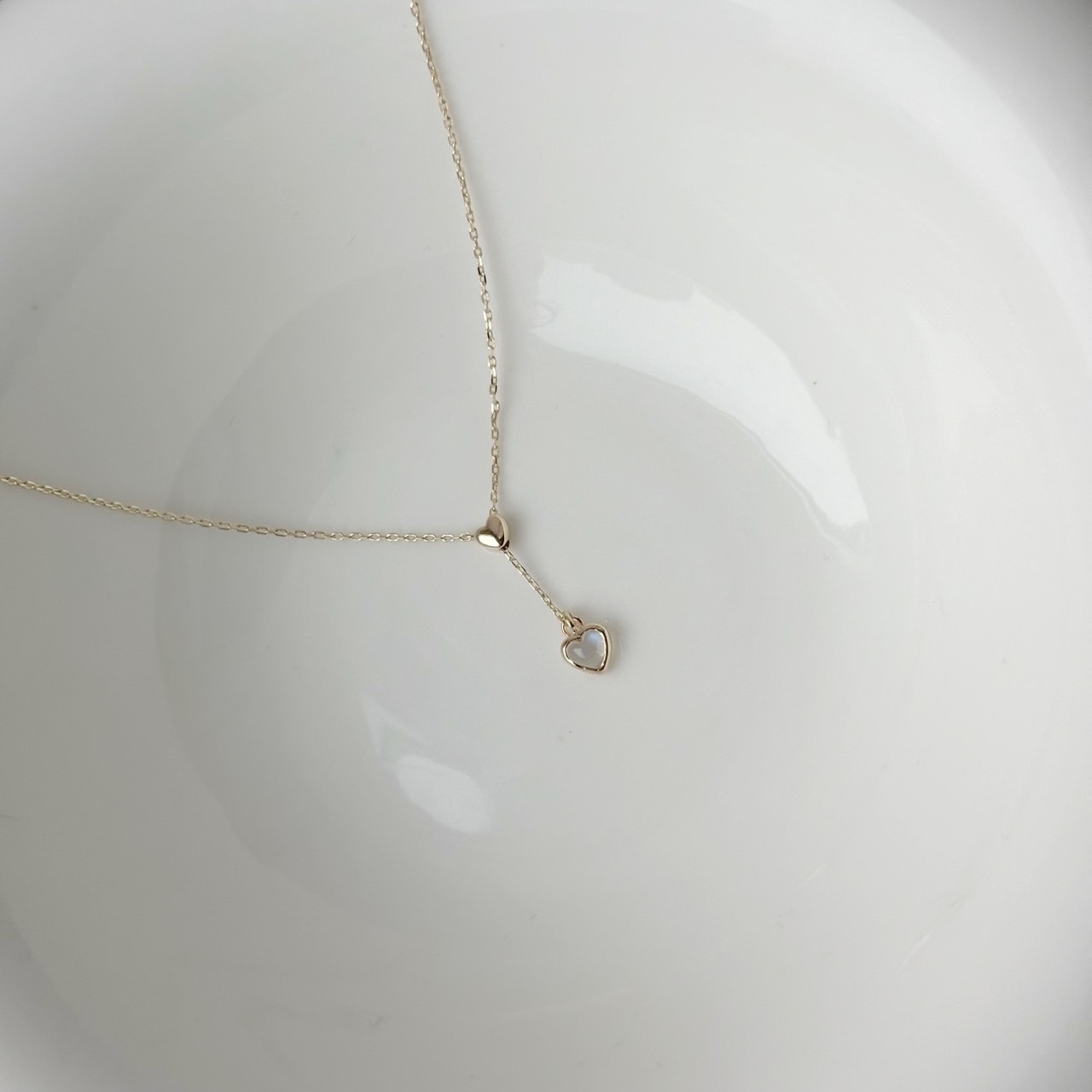 14K愛心月光可調式微Y字項鍊
