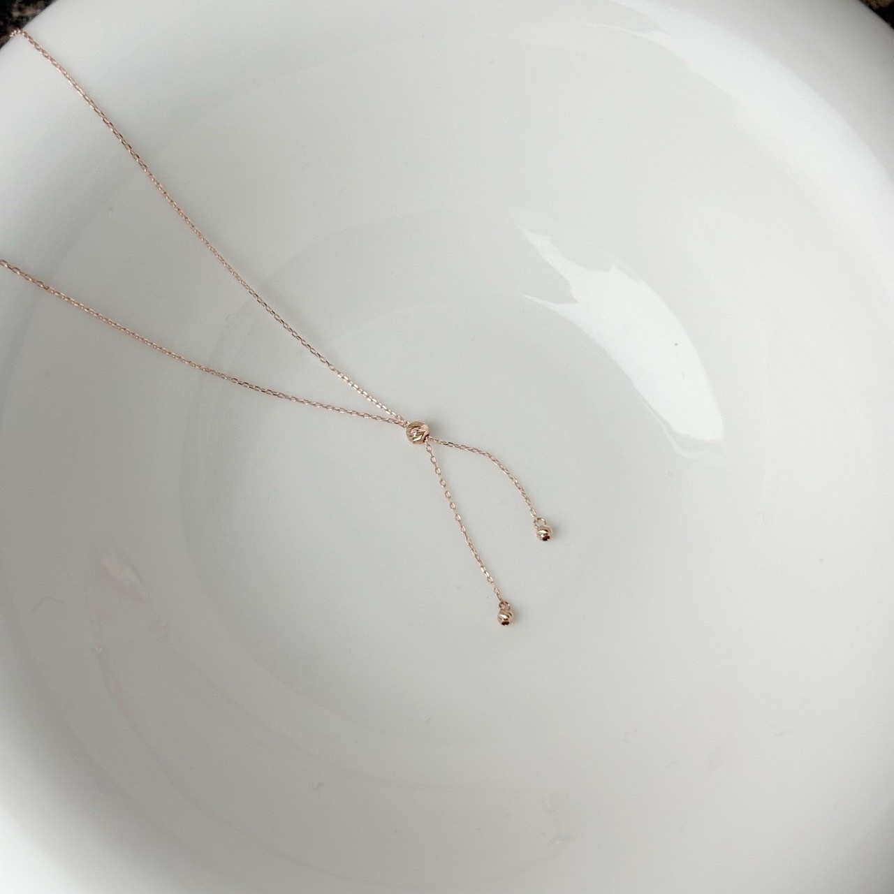 14K小領結cutting ball可調式長項鍊