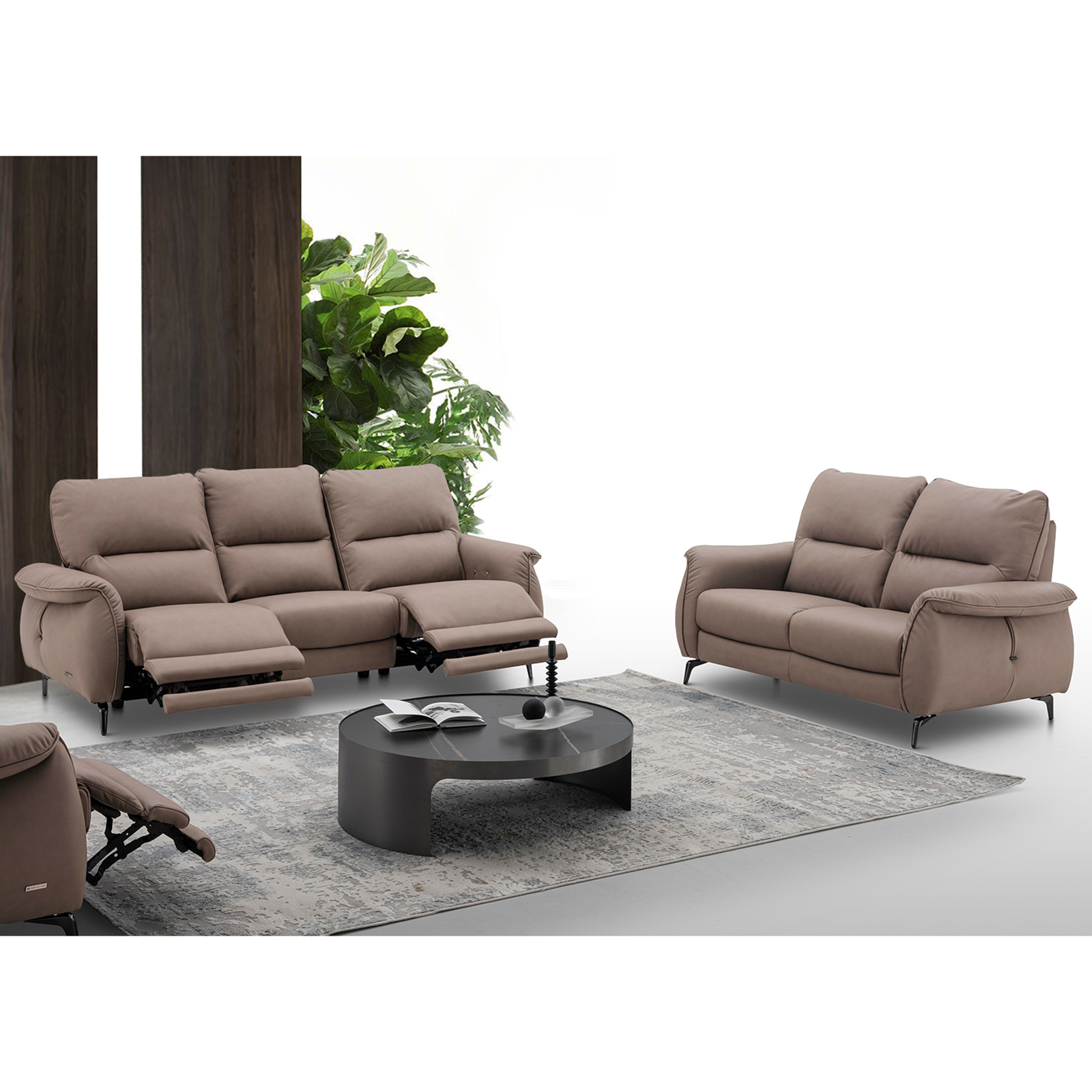 Nevez  牛皮電動沙發 - 可可色〔SFCL348〕