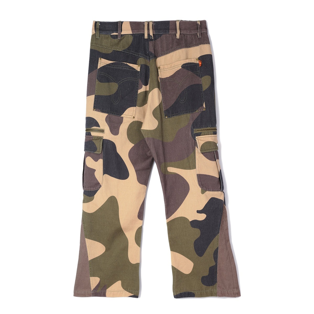 Plateau washed camo flared cargo