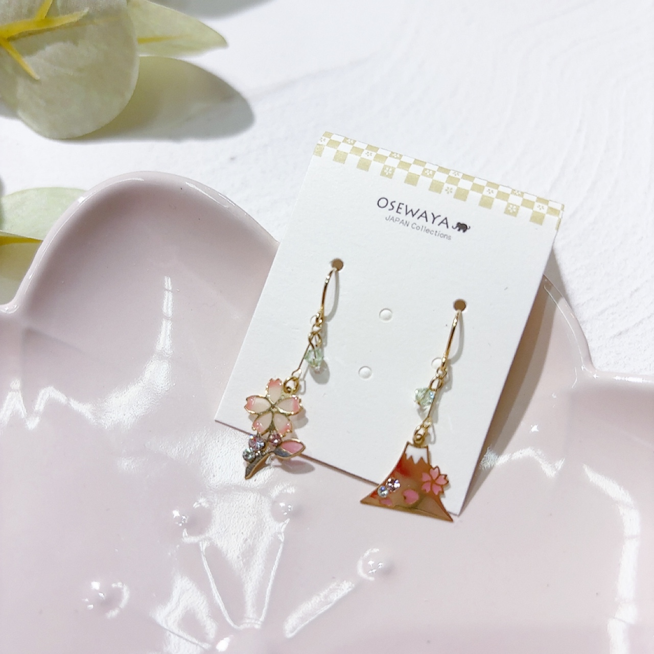 日本櫻花x富士山耳環