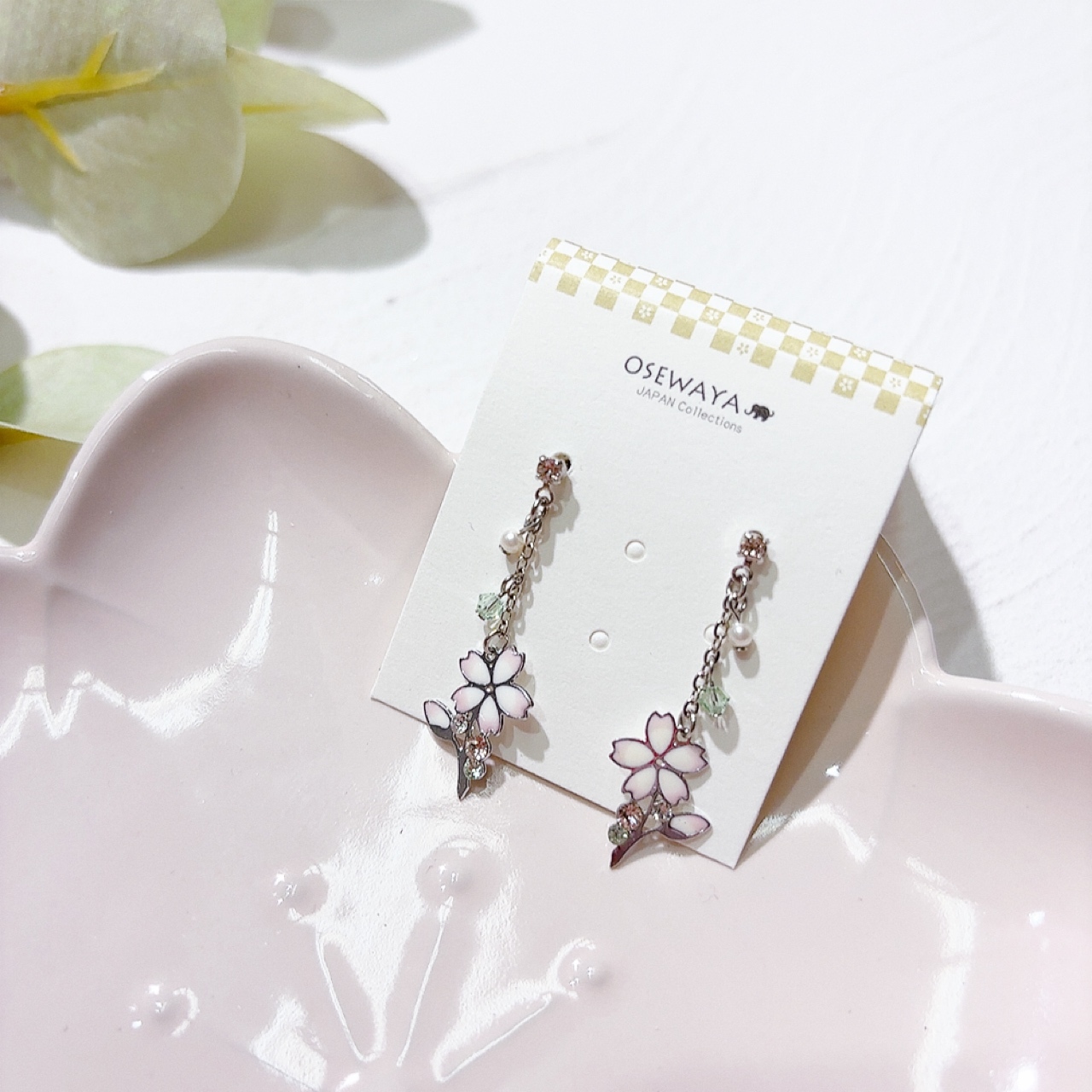 日本整枝櫻花耳環