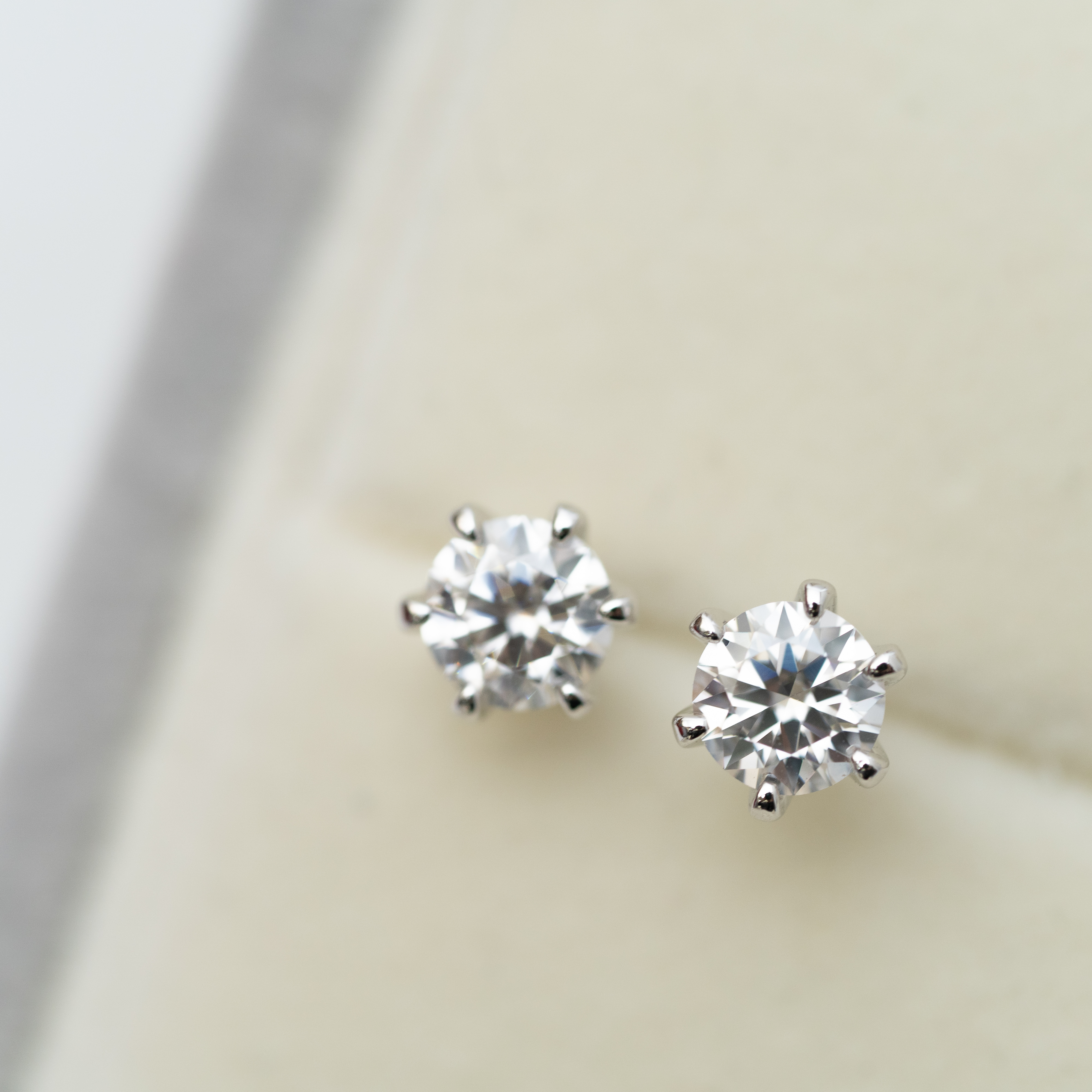 莫桑石耳環（6mm六爪）