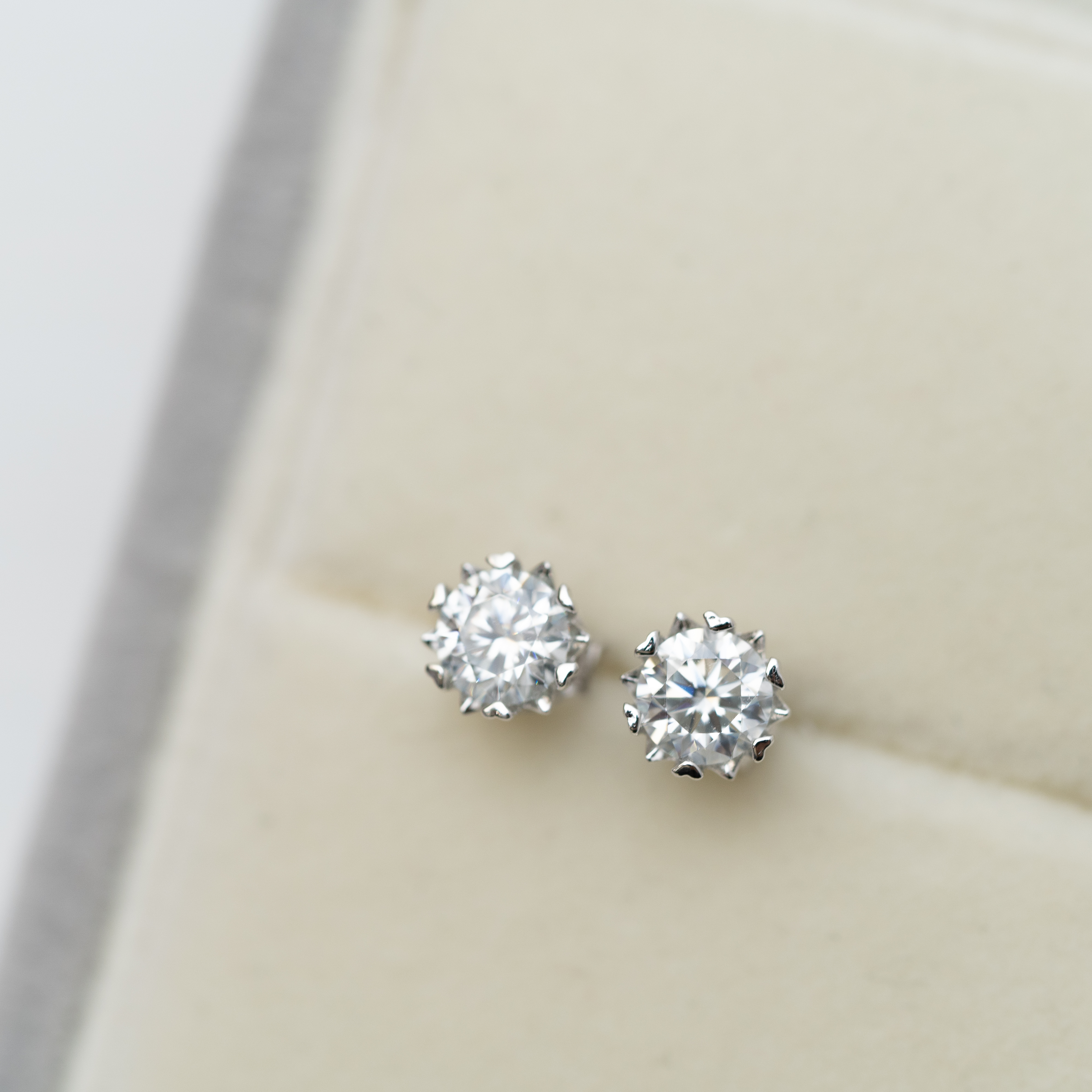 莫桑石耳環（6mm心形爪）