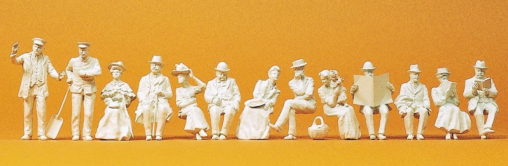 Preiser 63032 1:32 train driver, stoker, traveler around 1900, BS, 13 pieces, unpainted