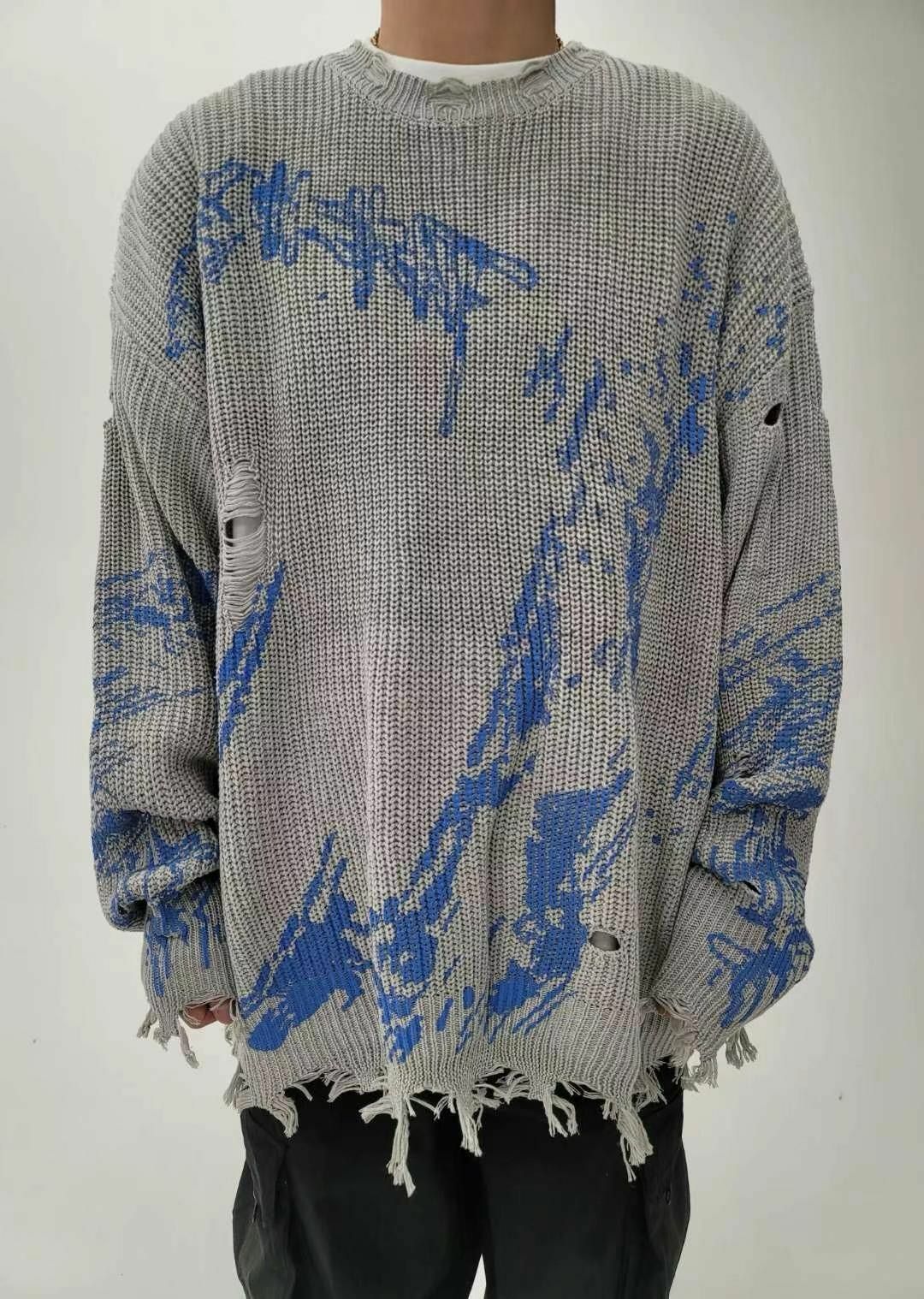 圓領圖案針織衫 T5239