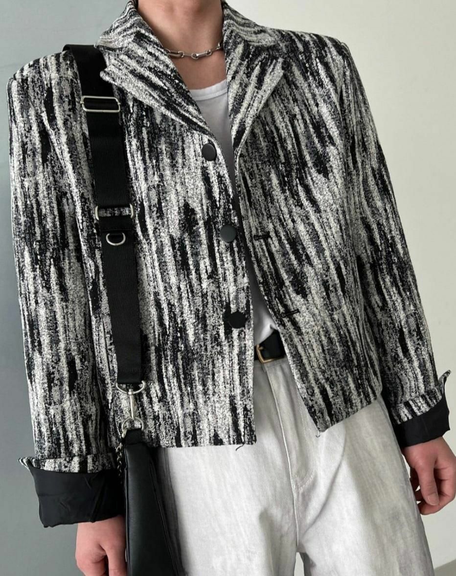 條紋短身西裝褸 JK2353