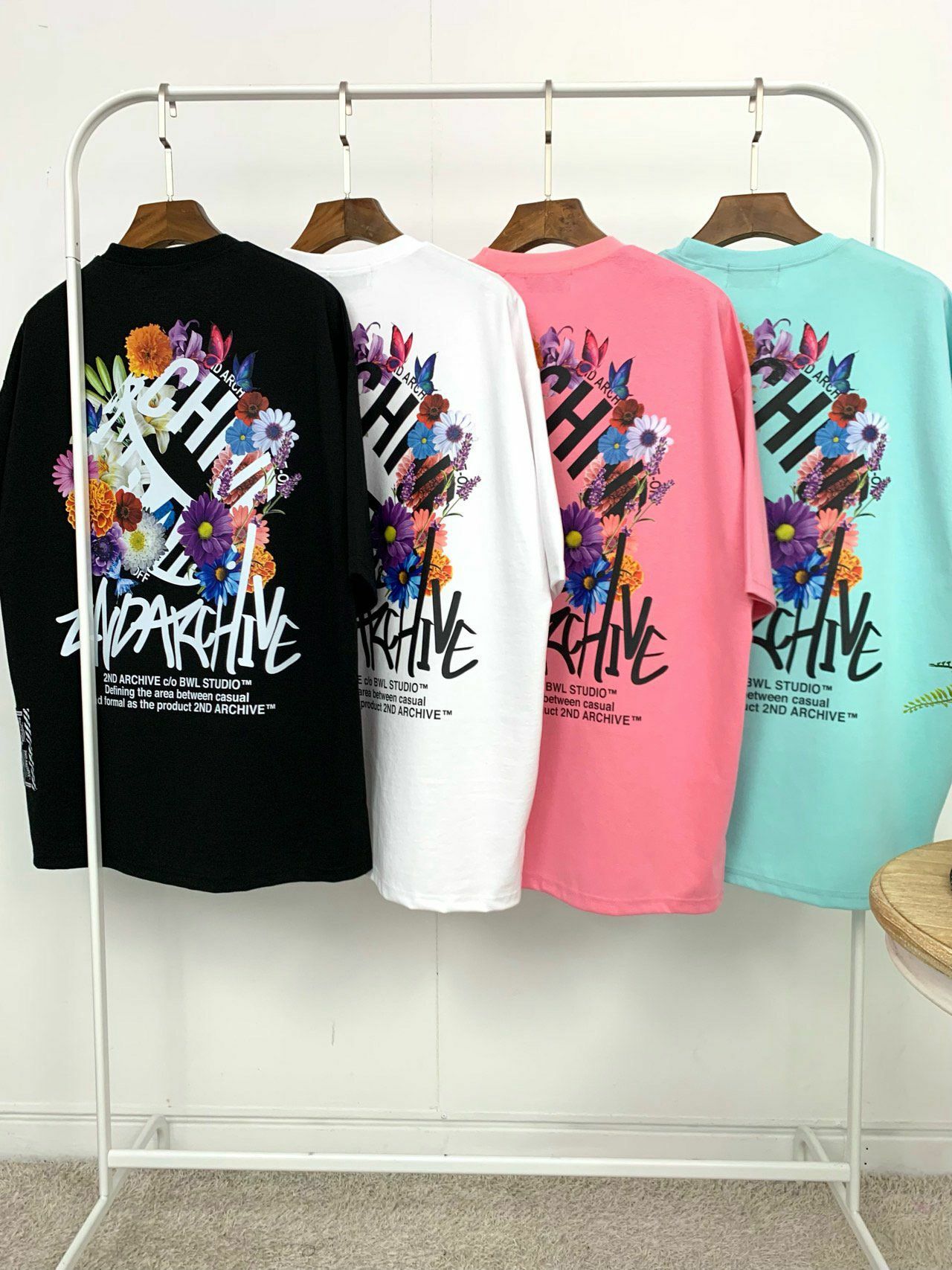 花花圖案英文字短袖Tee 2nd ARCHIVE-088T