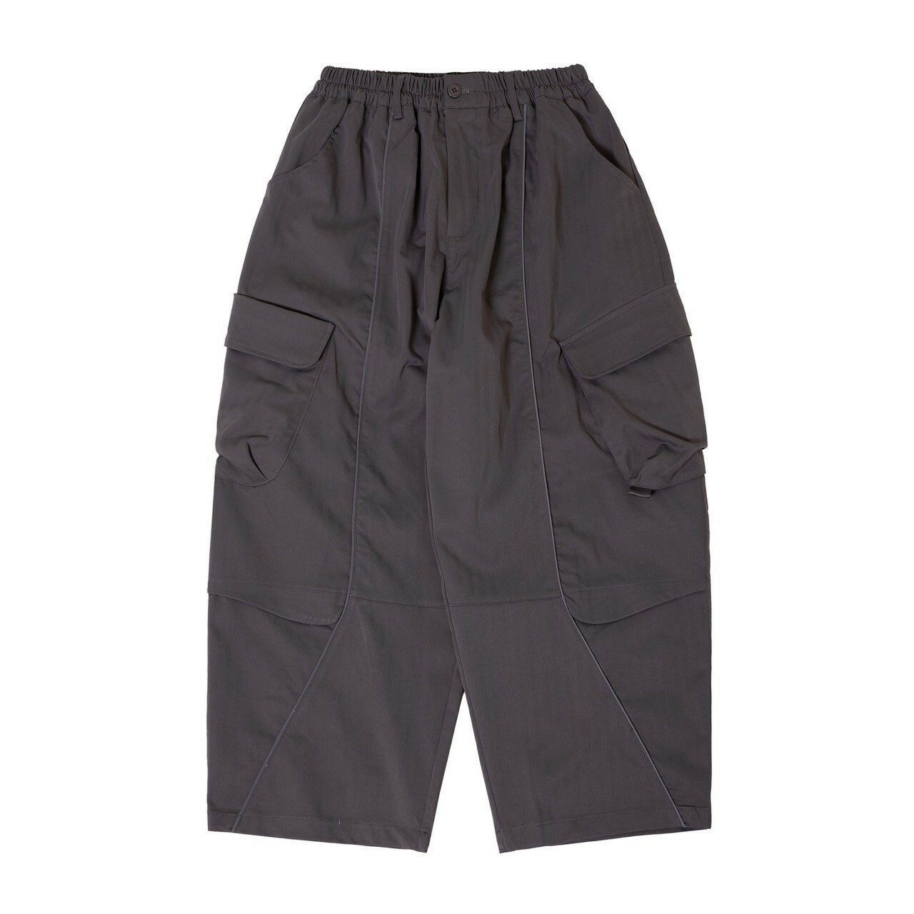 ANST 八袋 撞色出芽可掀袋寬褲 深灰/黑色 ST.30