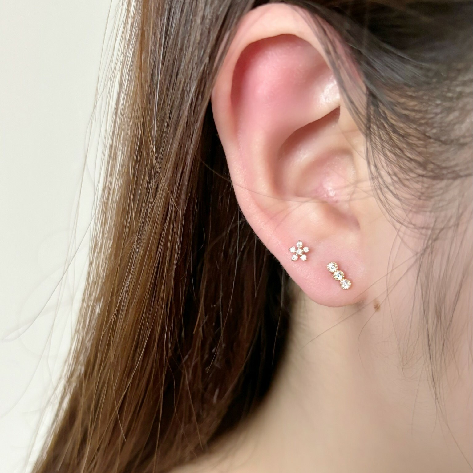 14k鋯石小花轉珠耳環