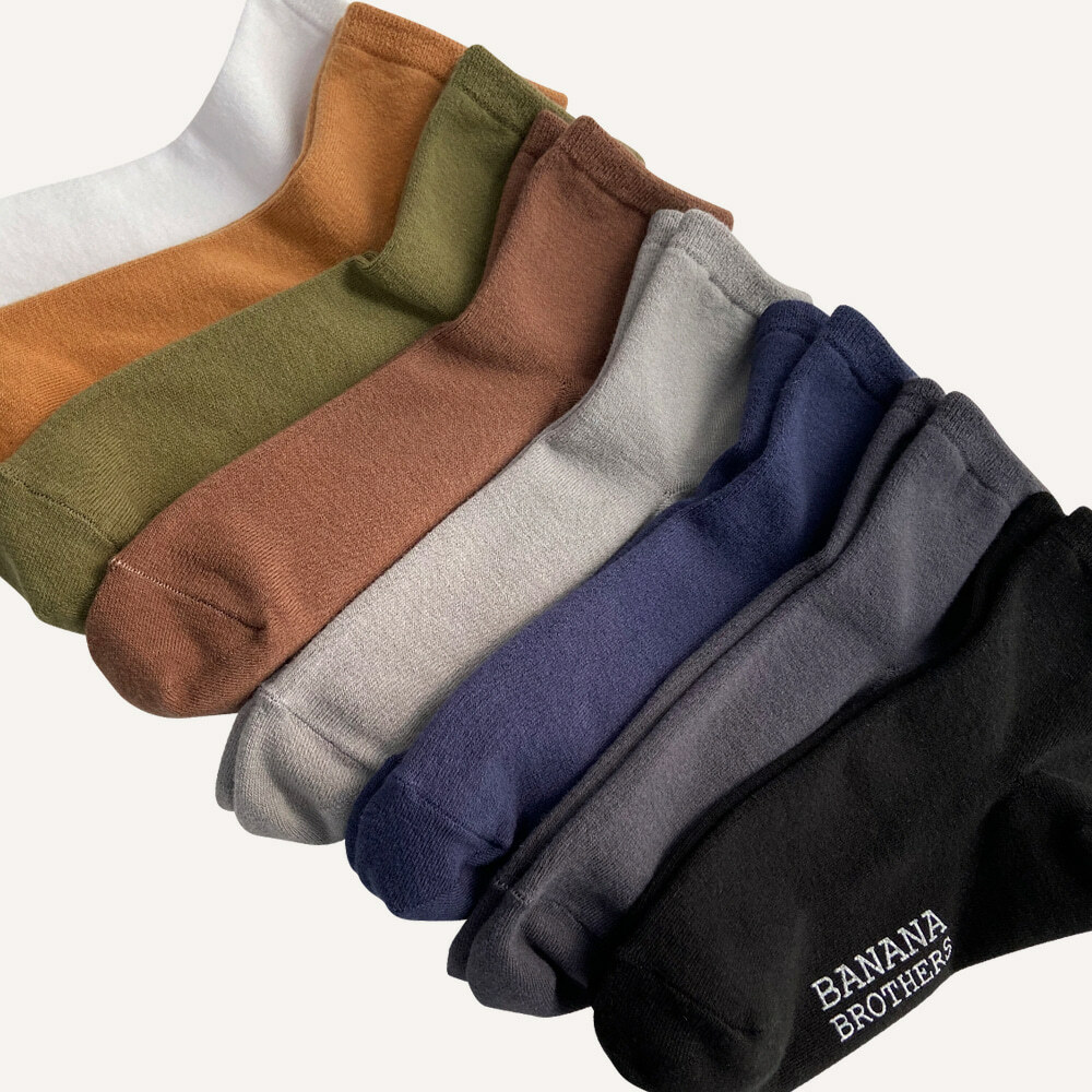 【3 Pairs SET】Banana Brothers Anton Daily Plain Crew Socks 3Feet