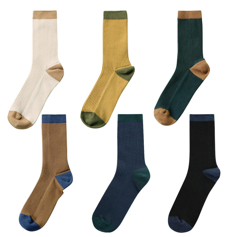 【3 Pairs SET】Banana Sisters Combo Daily Color Combination Ribbed Socks