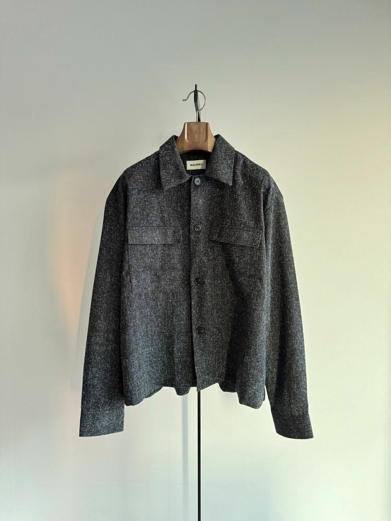 淨色暗紋長袖恤衫 MALENKII-055JK