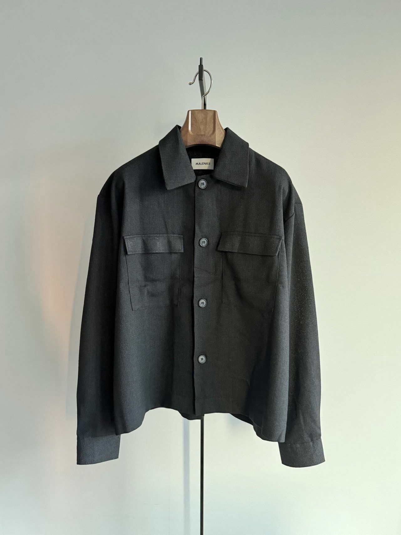 淨色暗紋長袖恤衫 MALENKII-055JK