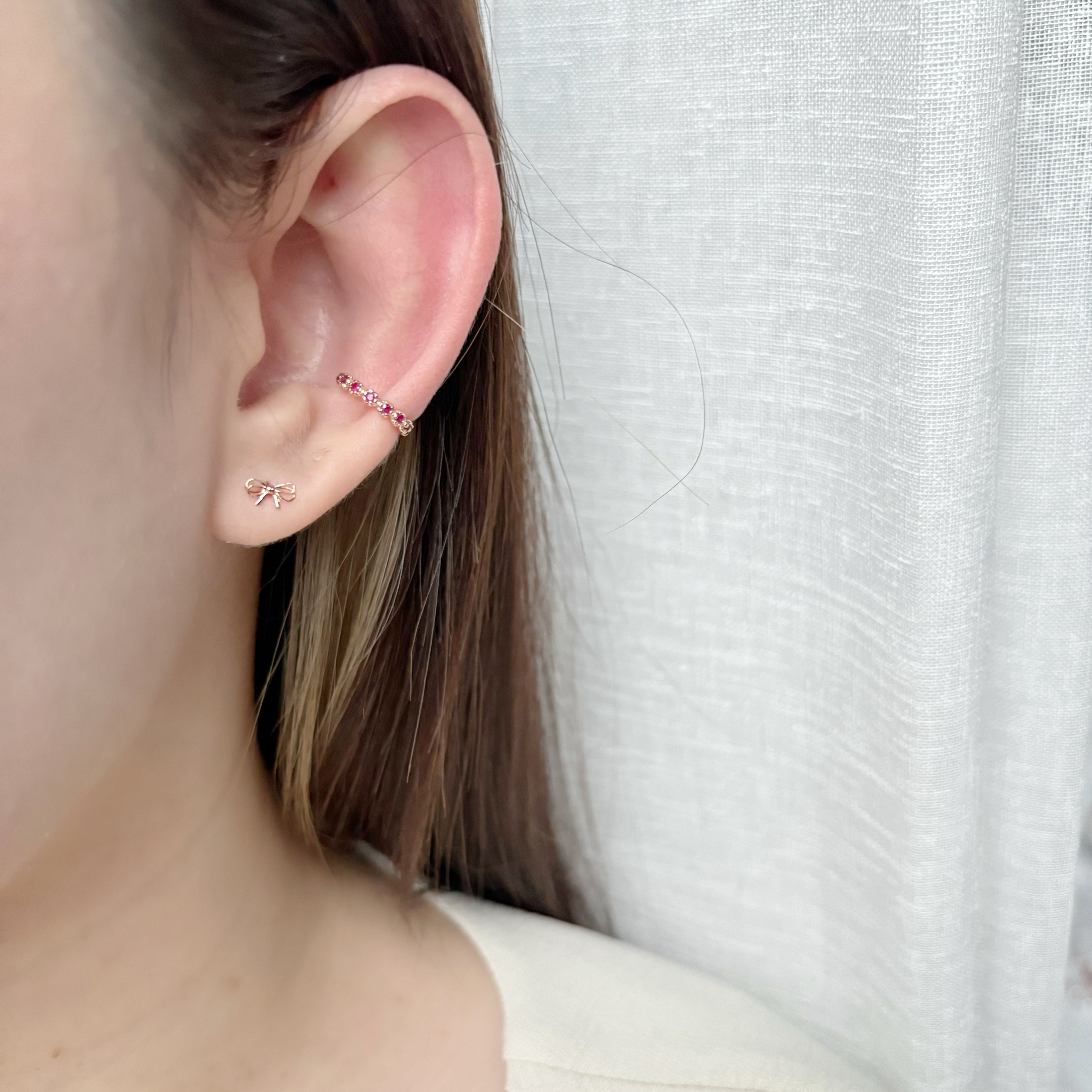 14K整圈小花紅寶石耳骨夾