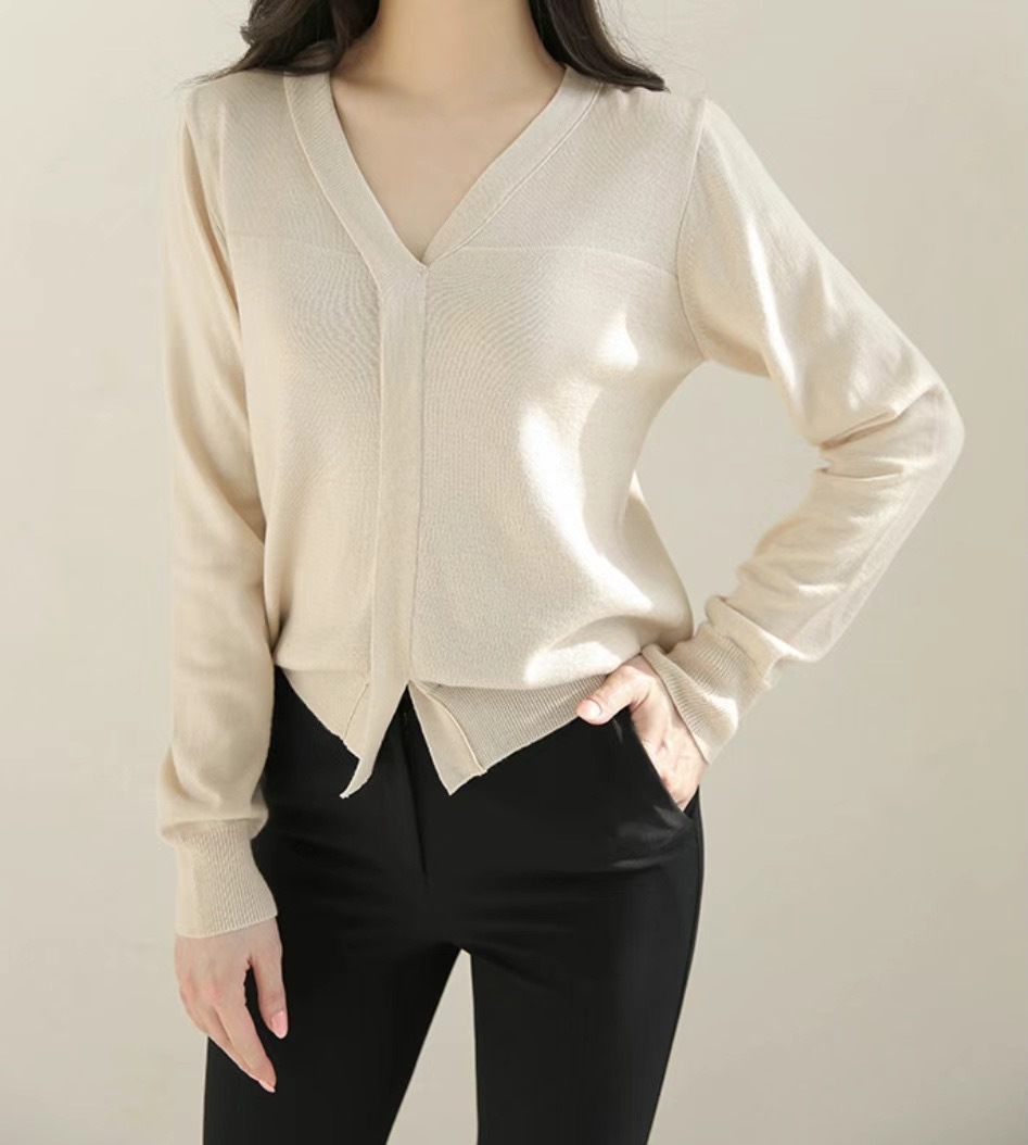 KR137 簡約V領線衫