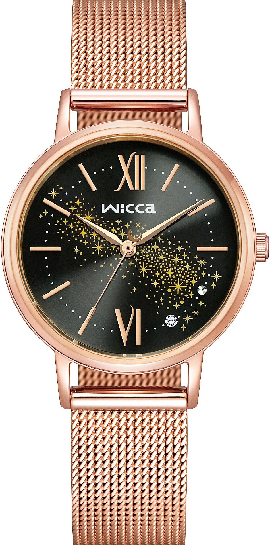 萬年鐘錶 - Citizen - Wicca  台灣限定款玫瑰金星空面盤米蘭錶帶女錶  KP5-166-53  錶徑30.2MM