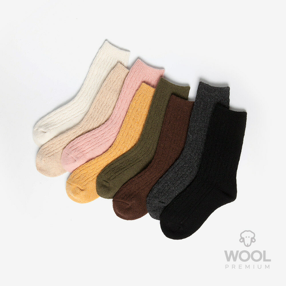 【3 Pairs SET】Banana Sisters High-Content Wool Warm Retro Wool Socks