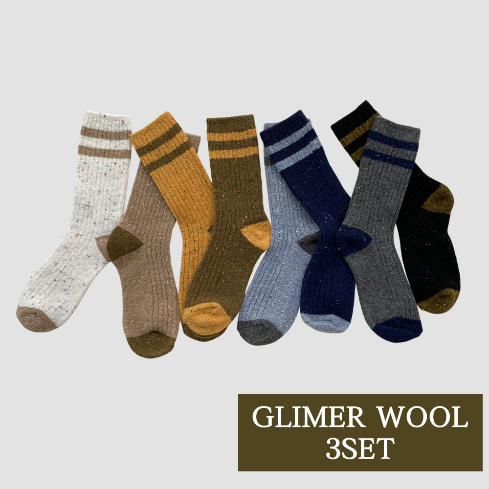 【3 Pairs SET】Banana Sisters Glimmer Wool Socks 3 Feet