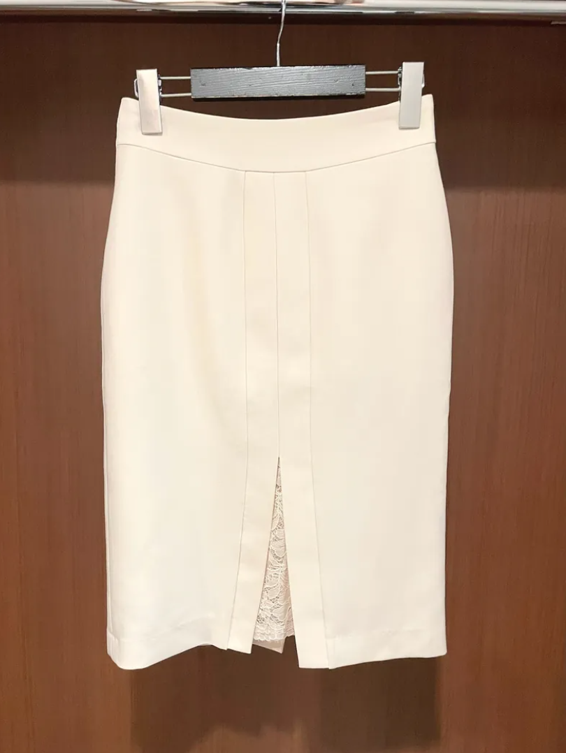 前開衩蕾絲窄裙（加厚版）