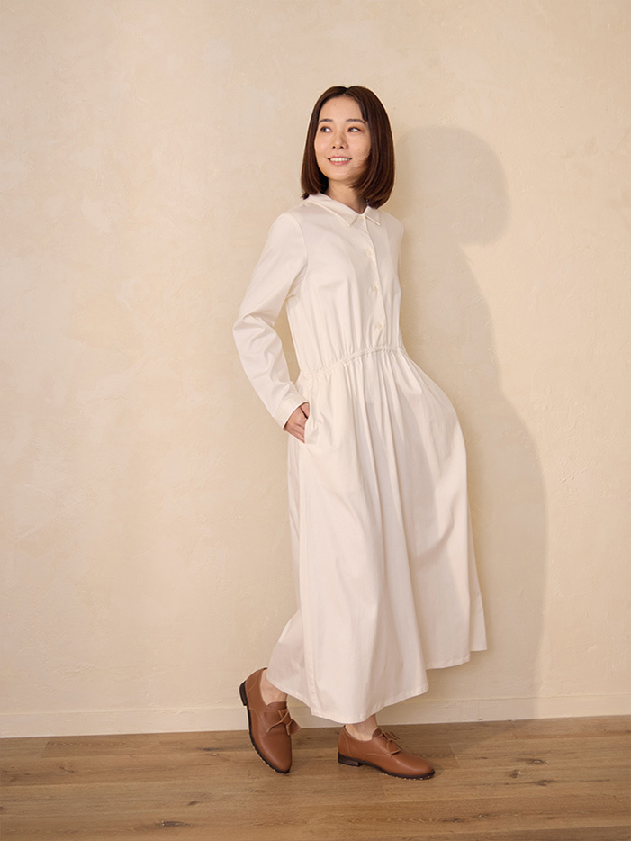 日出見雲襯衫領洋裝-吹耳