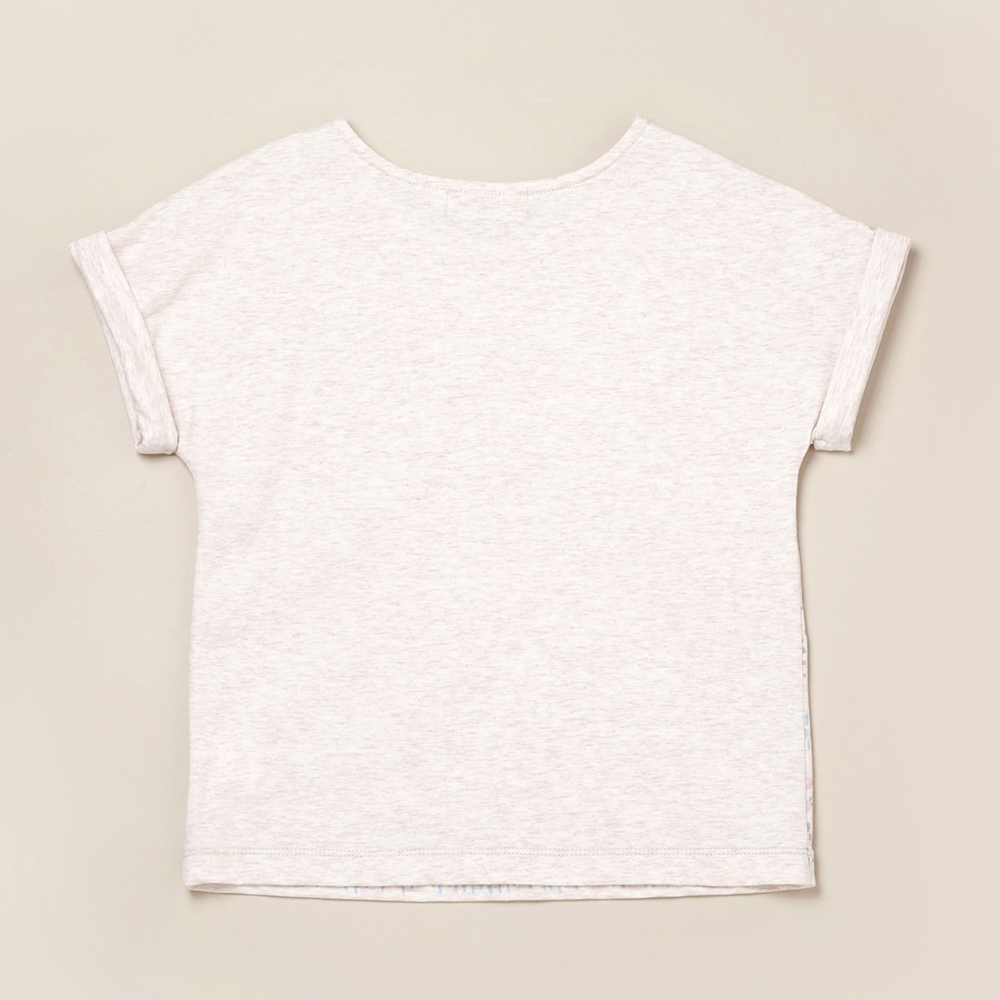 PIPPY甜美漸變印花連袖反摺短袖上衣 粉