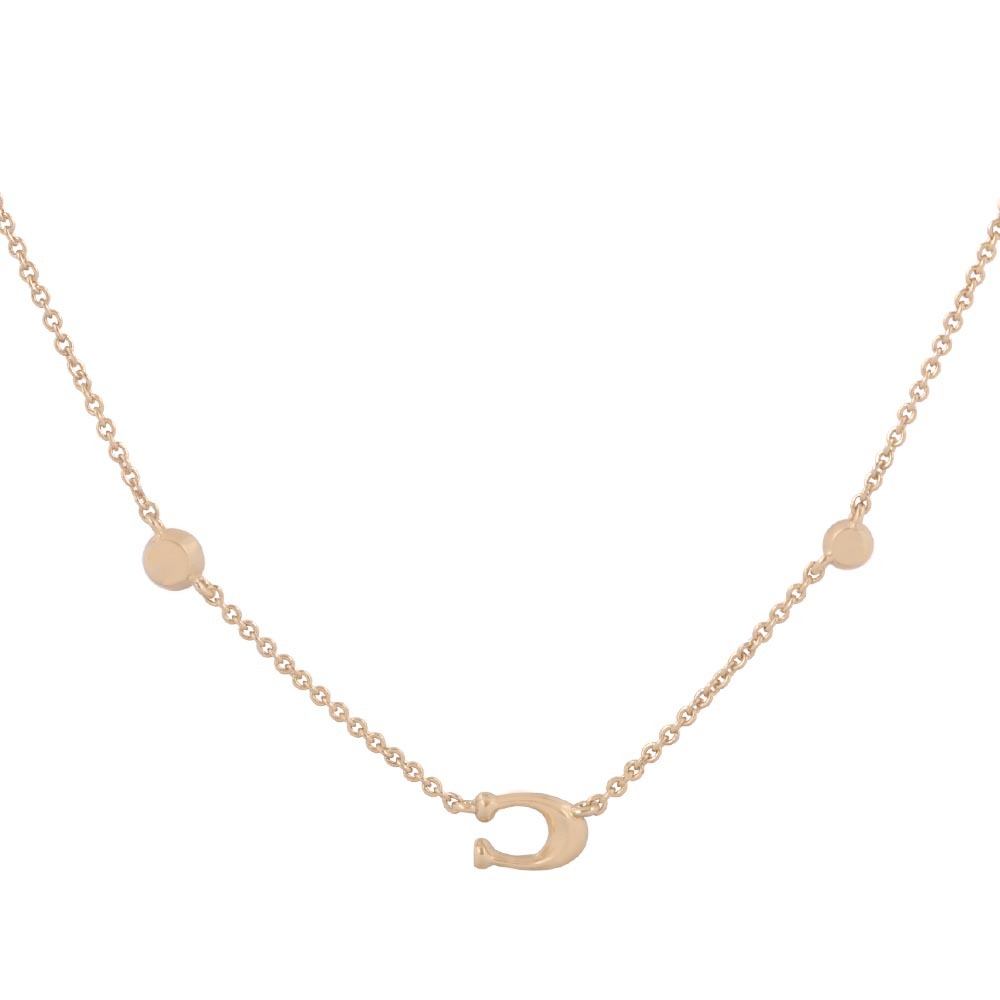 【COACH】C Logo 及玻璃水鑽項鍊(金色) C9448 GLD