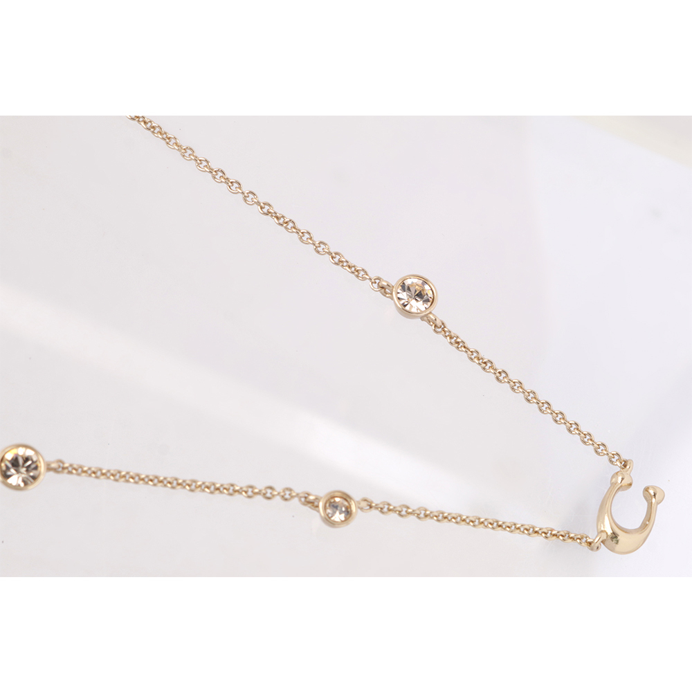 【COACH】C Logo 及玻璃水鑽項鍊(金色) C9448 GLD