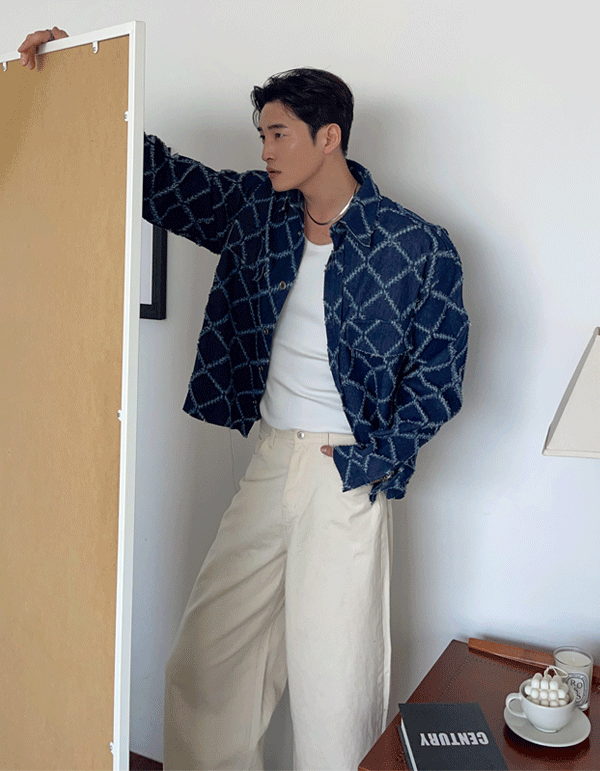 鑽石菱形牛仔破壞剪裁短版夾克