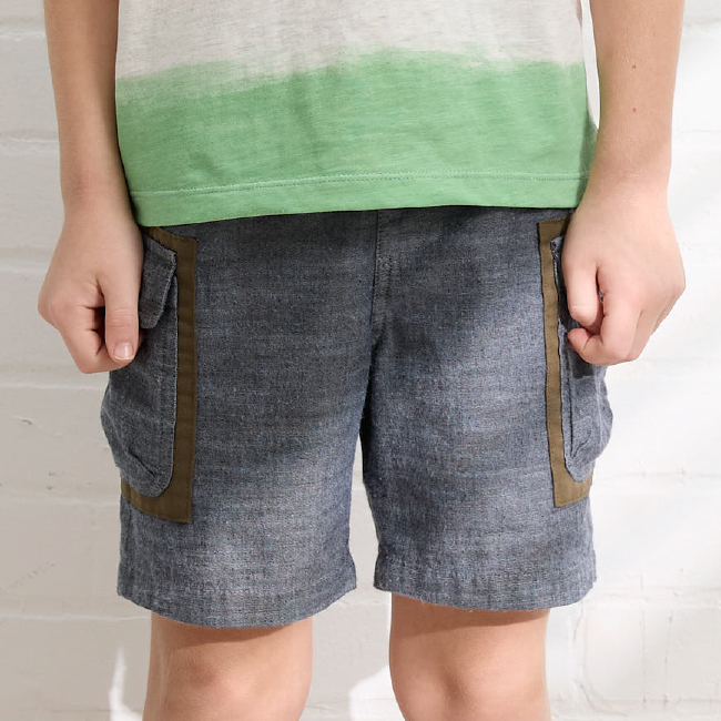 PIPPY潮流款雙口袋休閒短褲 藍