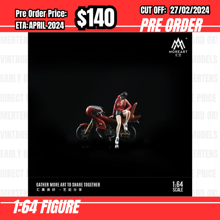 PO-$140 * Moreart * 1:64 Figure - Red Clad Cool Trendy Female Motorcycle Doll [OD21/02]