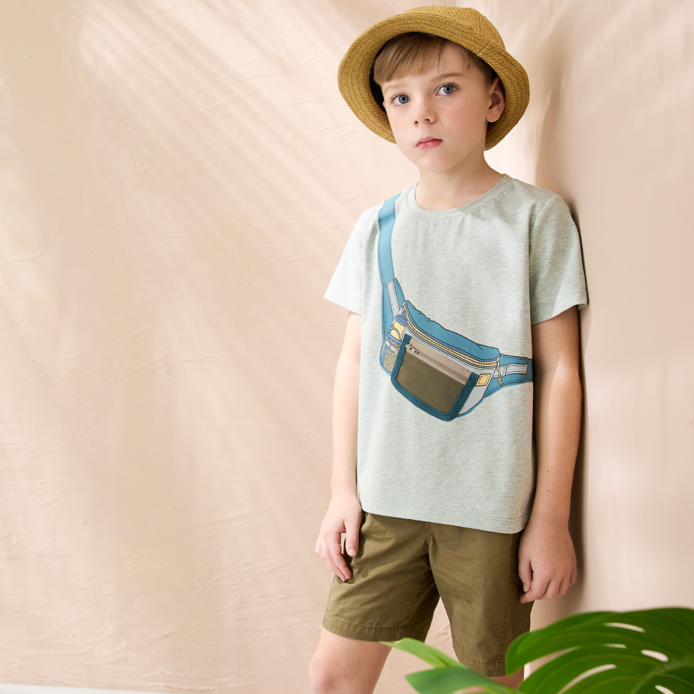 PIPPY 修長款剪接壓線休閒短褲 卡其