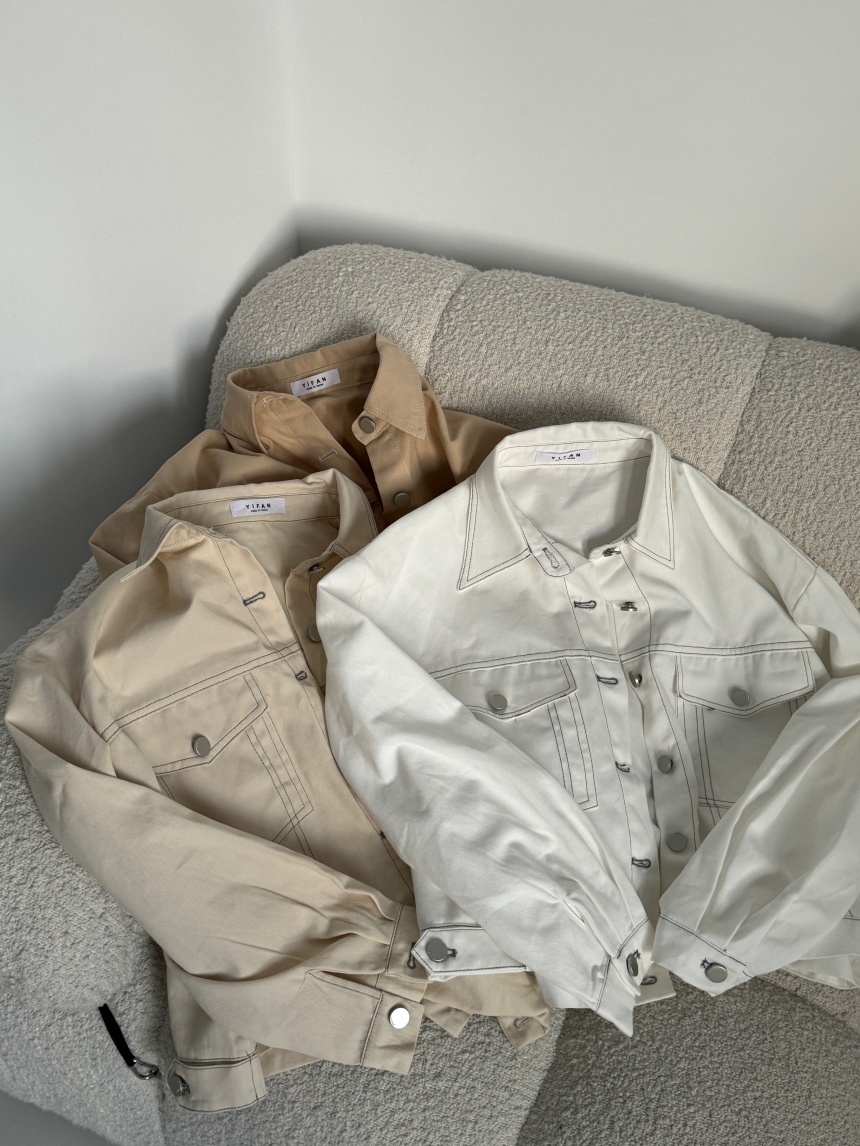 正韓-洗水撞色線休閒外套*3色