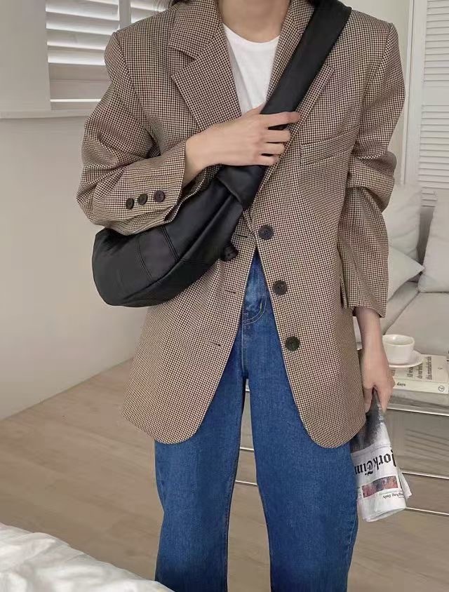 細小格紋休閒西裝外套*2色