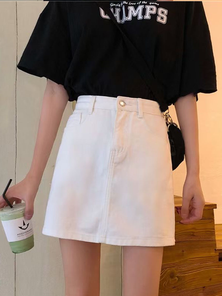素面百搭A字牛仔短裙*3色
