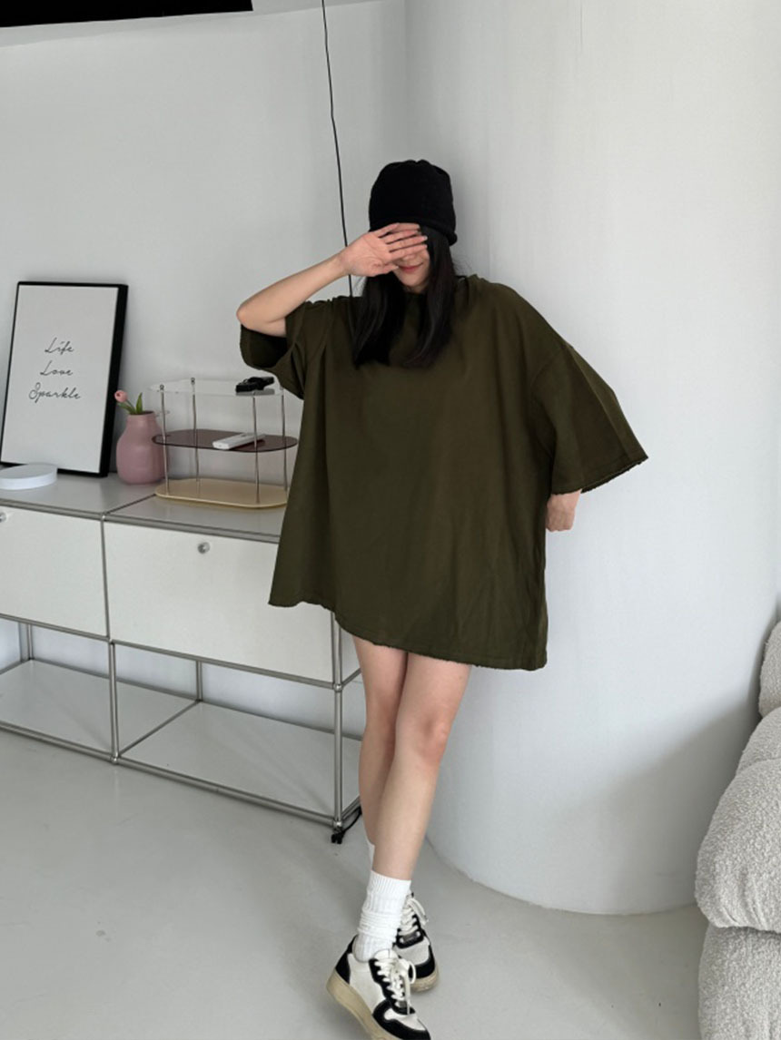 多色磨毛感男友素T*5色