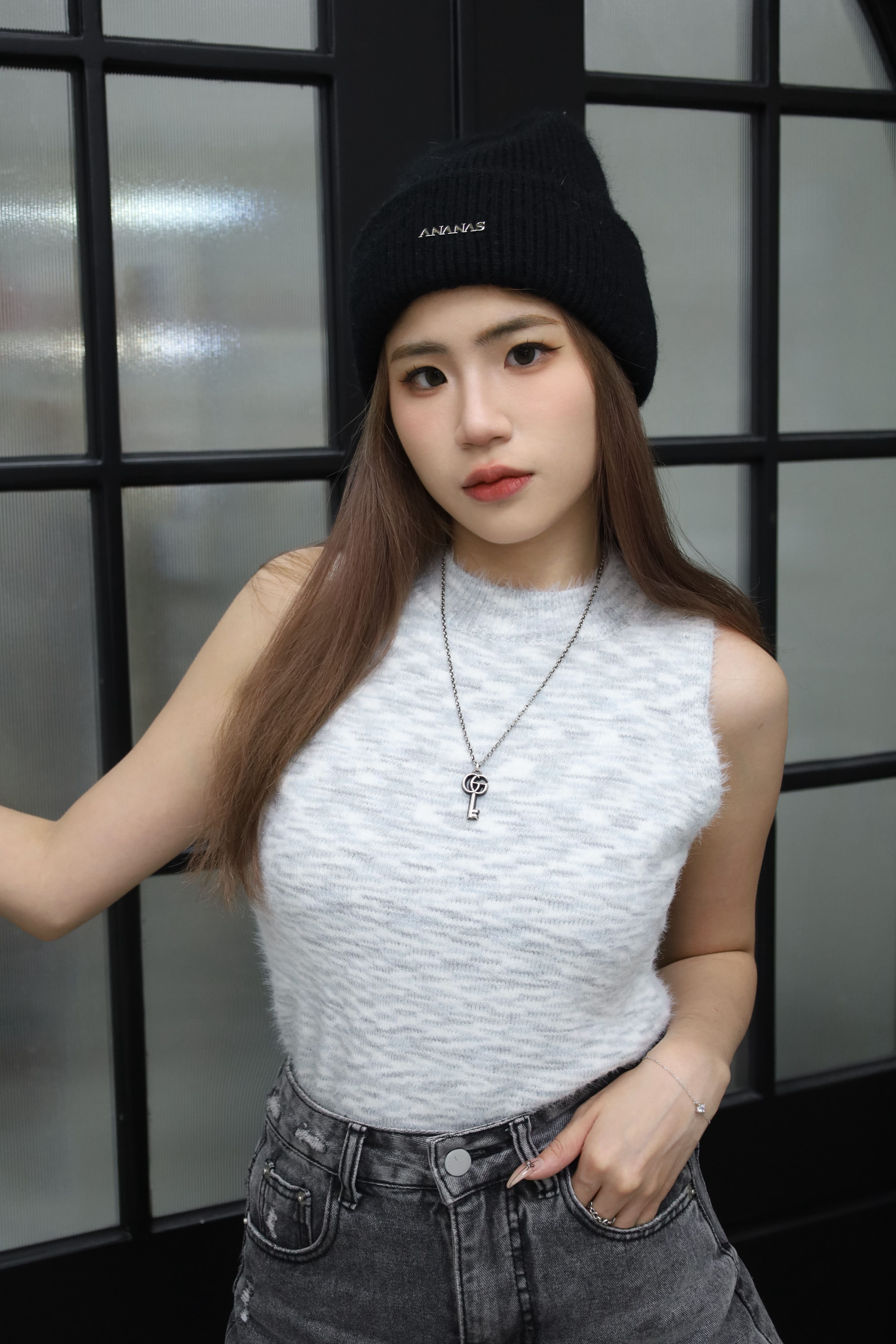 馬海毛中領背心