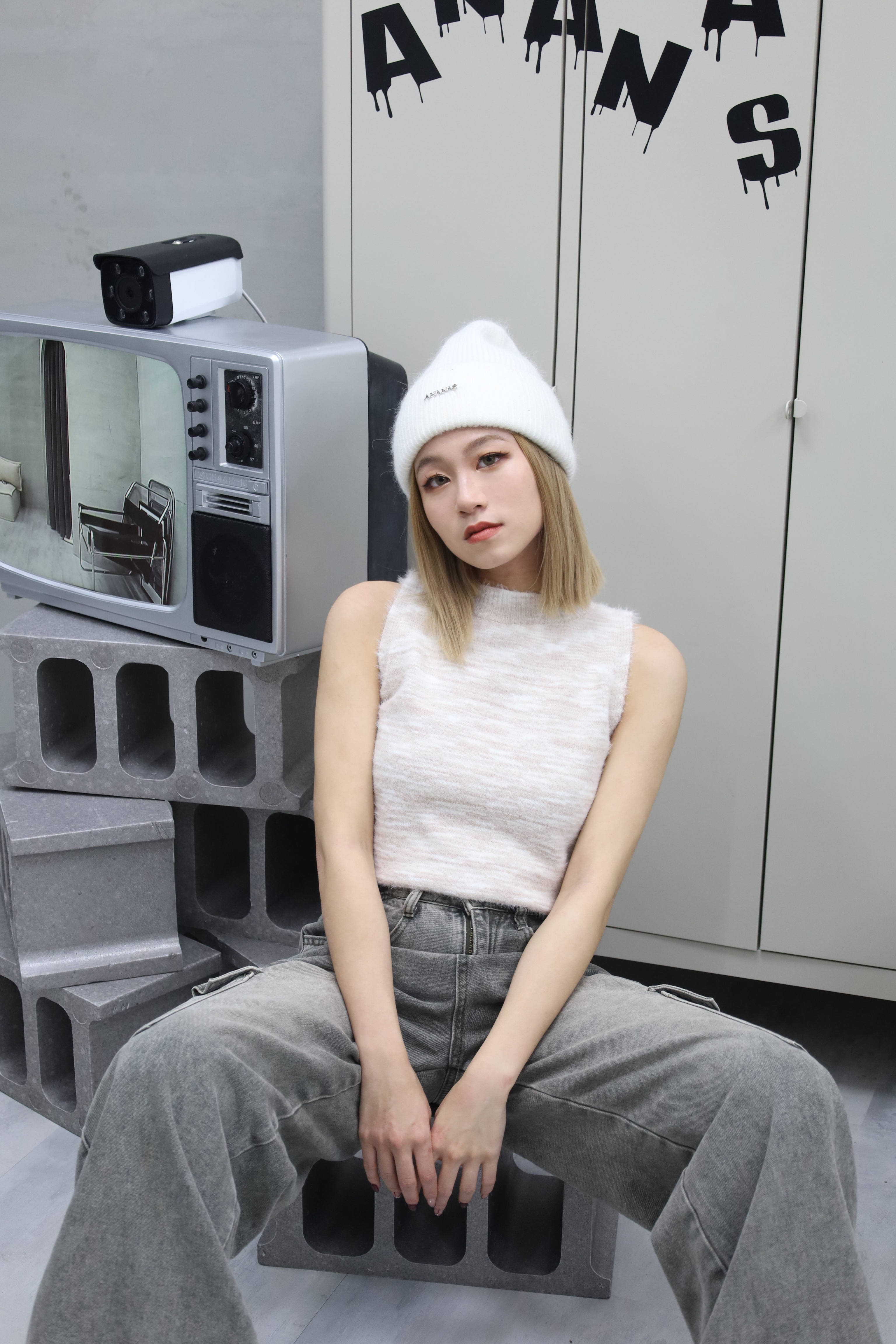 馬海毛中領背心