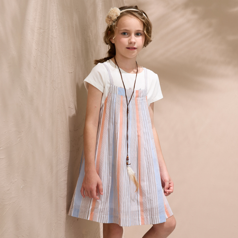 PIPPY 氣質刺繡兩件式純棉吊帶裙 橘紅